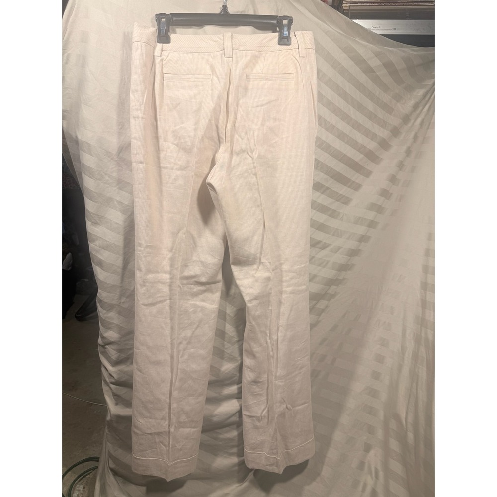 Banana Republic Jackson Fit Tan Pinstripe Linen Blend Cuffed Dress Pants Sz 8